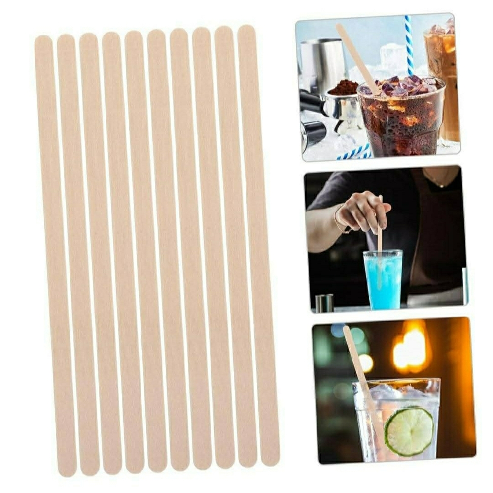 Natural Wood Stir Sticks - Pack of Wooden Drink Stirrers